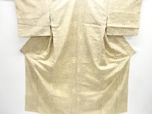 亀甲に古典柄手織り紬単衣着物